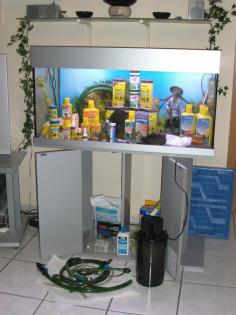 Aquarium 200 Liter mit Unterschrank Außenfilter und Komplettausstattung wegen