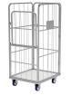 Rollcontainer mit klappbare Tür und feste Wand für Wäschelogistik. Wäschereien